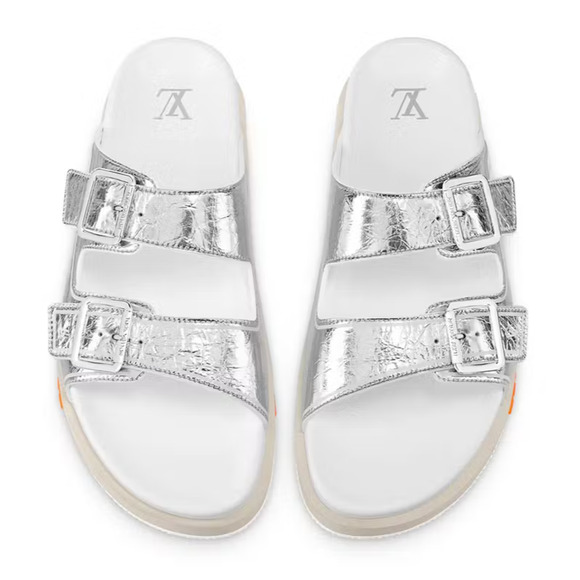 Louis Vuitton Trainer Mule Metallic Silver Buckle Slide Sandal UK 9 US 10 11 - Picture 10 of 16